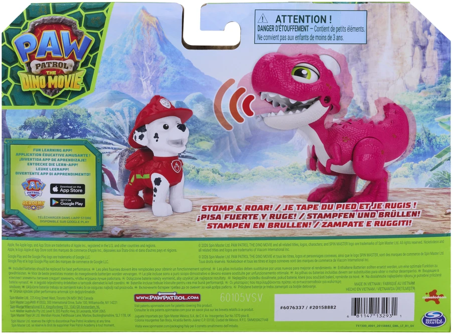 Spin Master „Paw Patrol“ ir dinozaurų rinkinys „Marshall su“ interaktyvūs dinozaurų riaumojantys šuniukų draugai