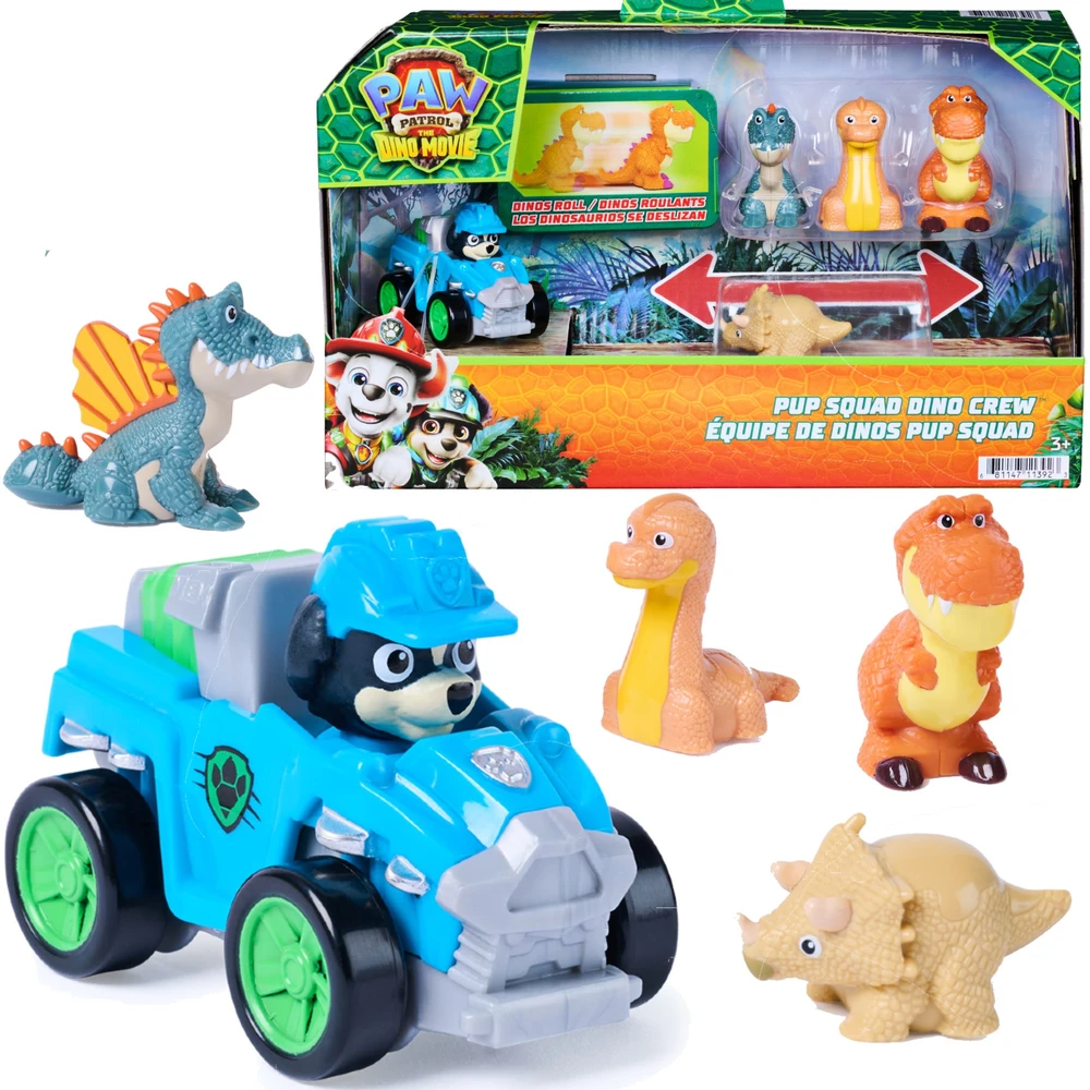 Spin Master Psi Patrol i dinozaury komplektas Rex su pojazdem + figurki dinozaurów