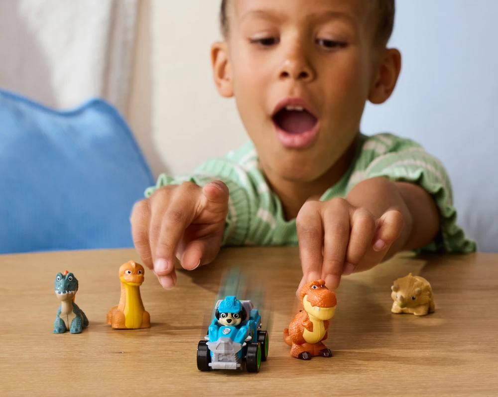 Spin Master Psi Patrol i dinozaury komplektas Rex su pojazdem + figurki dinozaurów