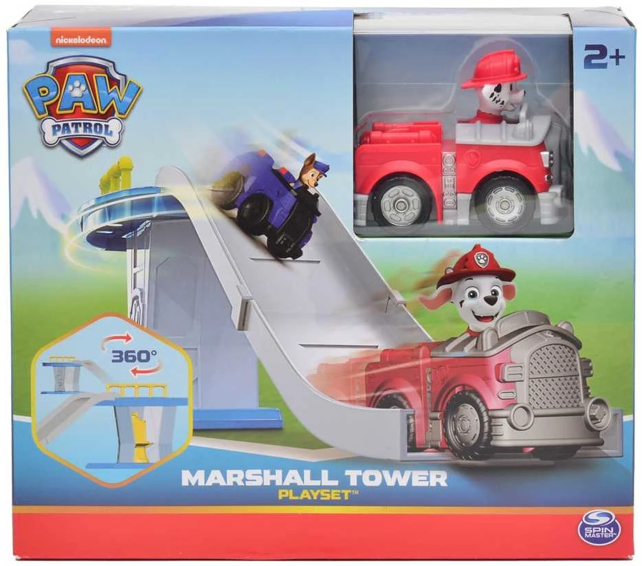 „Pat Patrol“ mini bokšto pagrindas su čiuožykla ir transporto priemone Marshall