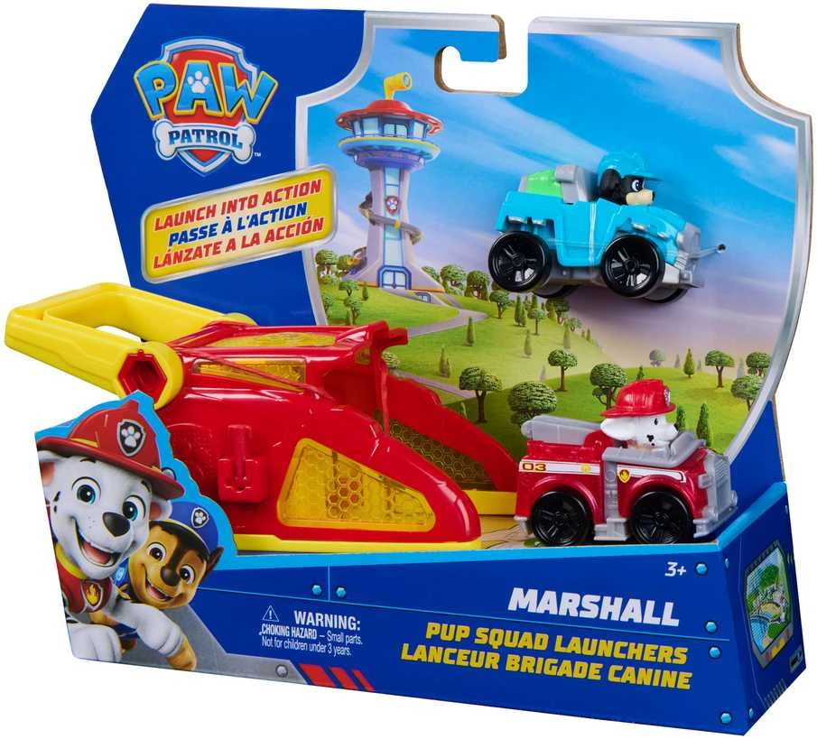 Spin Master Paw Patrol šuniukų būrio Marshallo paleidimo priemonės su Rex transporto priemone rinkinys su figūrėlėmis