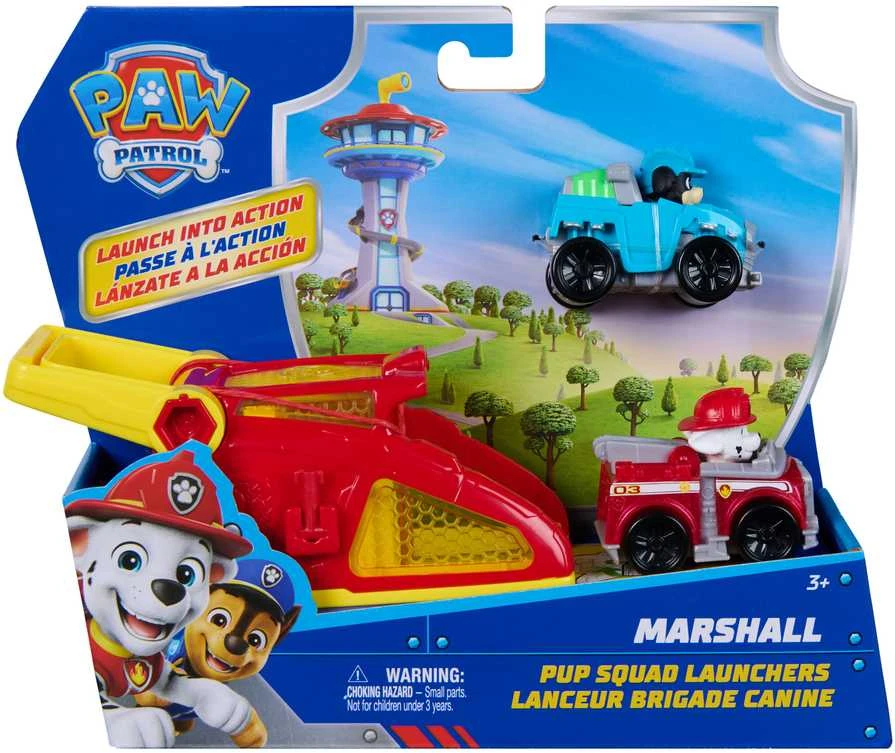 Spin Master Paw Patrol šuniukų būrio Marshallo paleidimo priemonės su Rex transporto priemone rinkinys su figūrėlėmis