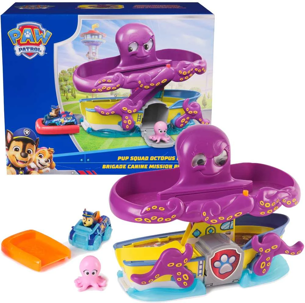 Spin Master „Paw Patrol“ aštuonkojų gelbėjimo kompleksas su Čeiso transporto priemone