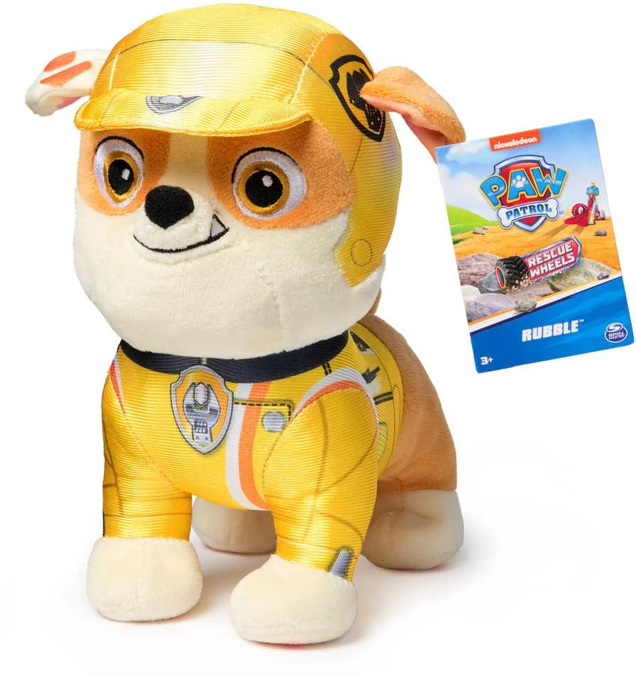 Paw Patrol gelbėjimo ratukai Rubble pliušinis minkštas žaislas šuniui 20 cm