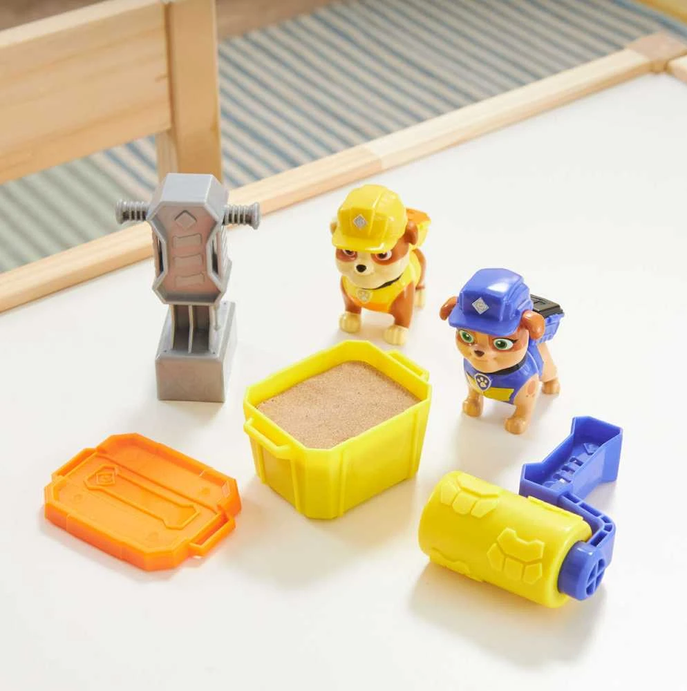 „Paw Patrol Rubble&Crew Building“ rinkinys „Ruble and Crew“ skalda ir jo įgula „Gruple and Mix“ + „Kinetic Sand“ + priedai