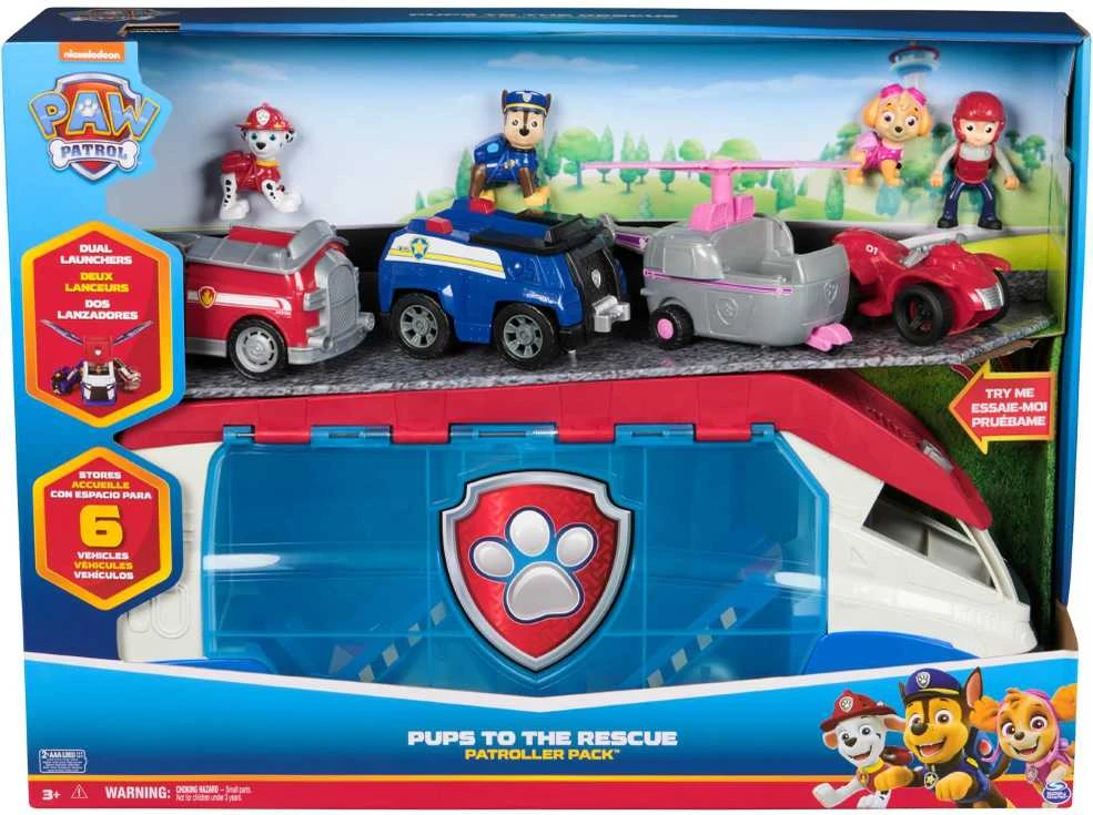 Spin Master Paw Patrol Rinkinio didelis patrulinis kateris 4 transporto priemonės su šviesos garsu Ryder, Chase, Marshall ir Skye