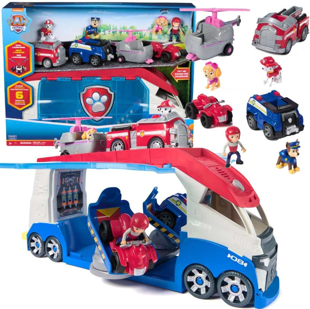 Spin Master Paw Patrol Rinkinio didelis patrulinis kateris 4 transporto priemonės su šviesos garsu Ryder, Chase, Marshall ir Skye