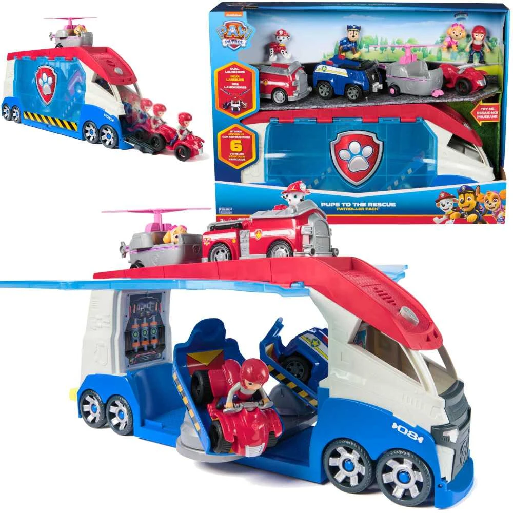 Spin Master Paw Patrol Rinkinio didelis patrulinis kateris 4 transporto priemonės su šviesos garsu Ryder, Chase, Marshall ir Skye