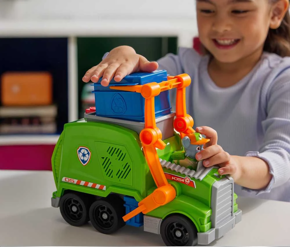Psi Patrol Rocky Važiuoklė Śmieciarka Recyklingowa + Figūrėlė