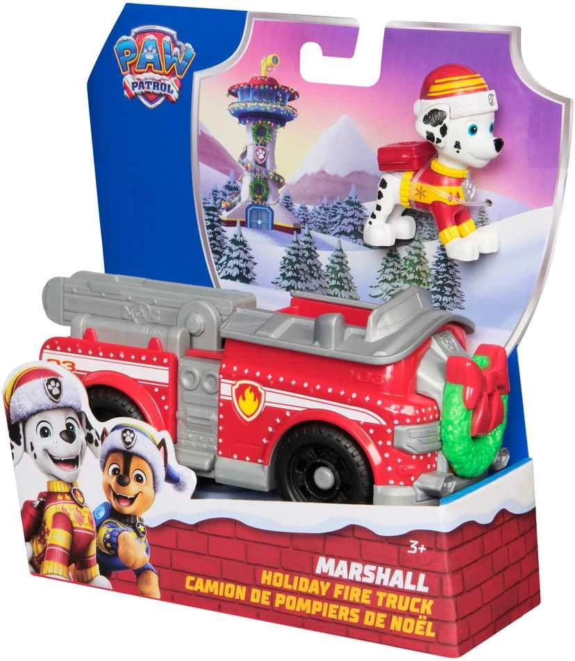 „Paw Patrol“ šventinė transporto priemonė su Marshallo ugniagesių automobilio figūrėle