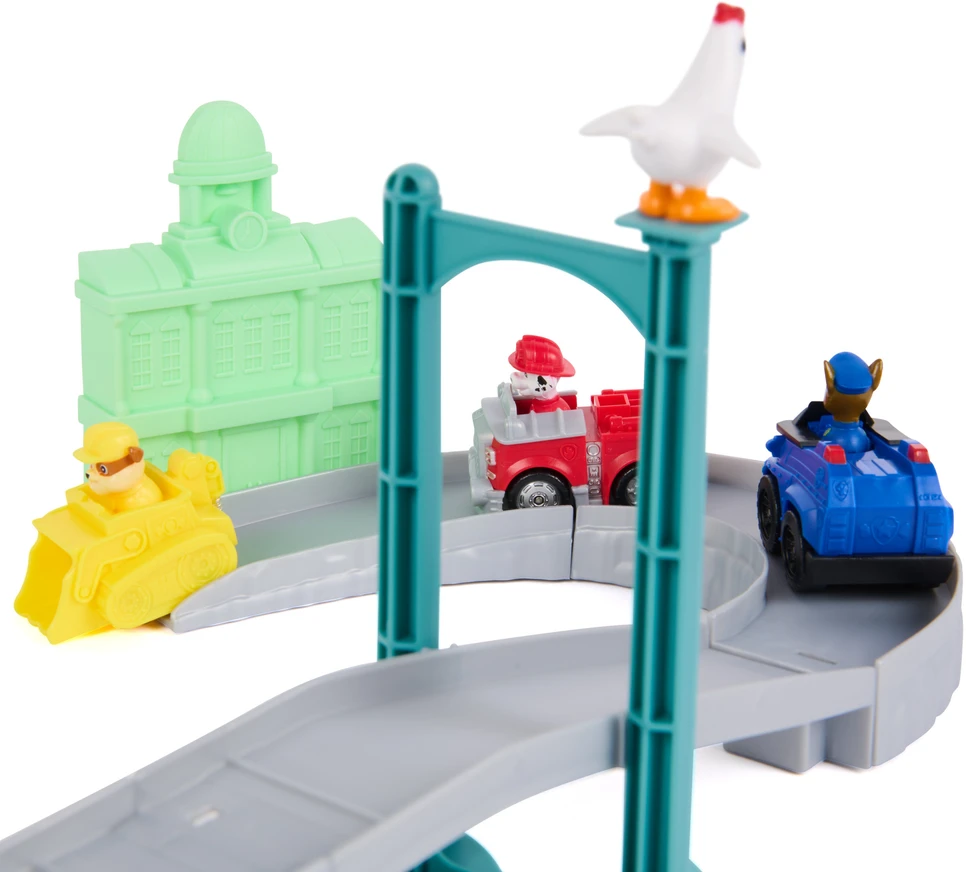 Psi Patrol Nuotykių įlanka rinkinys su tiltu, 3 transporto priemonėmis ir figūrėle Chickaletta