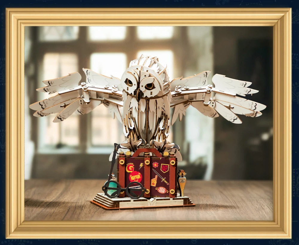 Puremind Harry Potter Sulankstomas medinis Hedvigos modelis su judančiais sparnais 3D dėlionė DIY