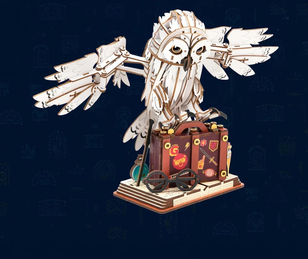 Puremind Harry Potter Sulankstomas medinis Hedvigos modelis su judančiais sparnais 3D dėlionė DIY