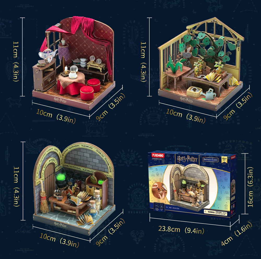 Puremind Harry Potter Sulankstomas medinis modelis scena Lekcje Zielarstwa 3D dėlionė DIY