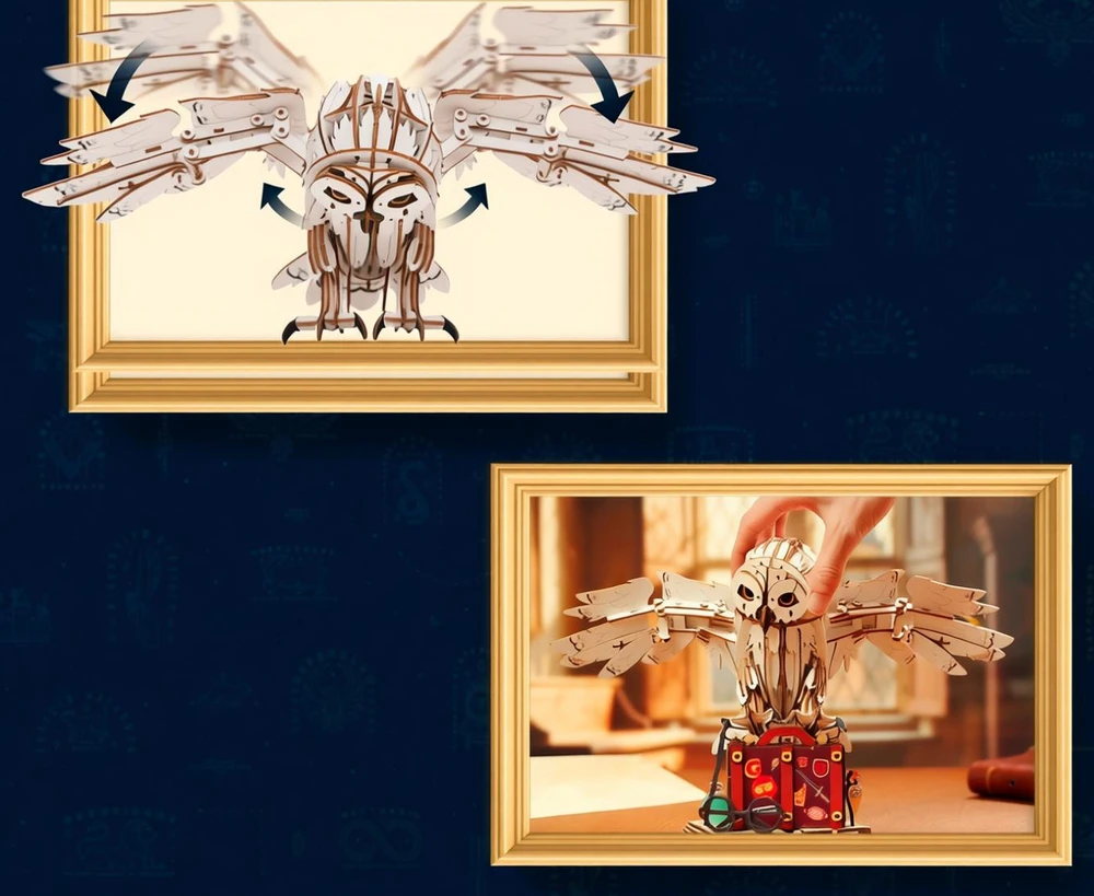 Puremind Harry Potter Sulankstomas medinis Hedvigos modelis su judančiais sparnais 3D dėlionė DIY