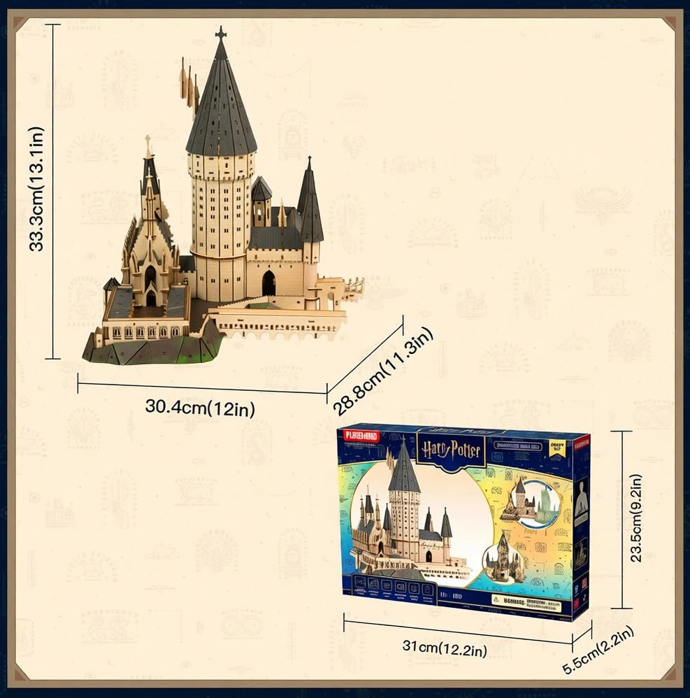 Dėlionė PUREMIND HARI POTERIS SULANKSTAMAS MEDINIS MODELIS HOGWARTS PASTATAS DIDELIOJI SALĖ