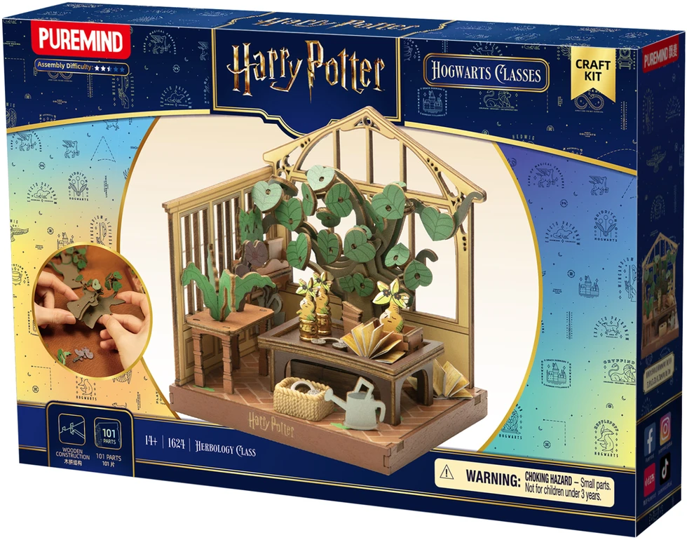 Puremind Harry Potter Sulankstomas medinis modelis scena Lekcje Zielarstwa 3D dėlionė DIY