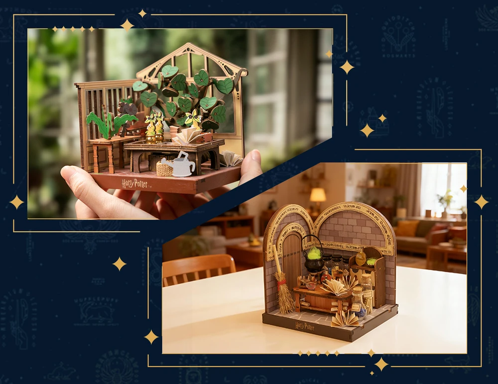 Puremind Harry Potter Sulankstomas medinis modelis scena Lekcje Zielarstwa 3D dėlionė DIY