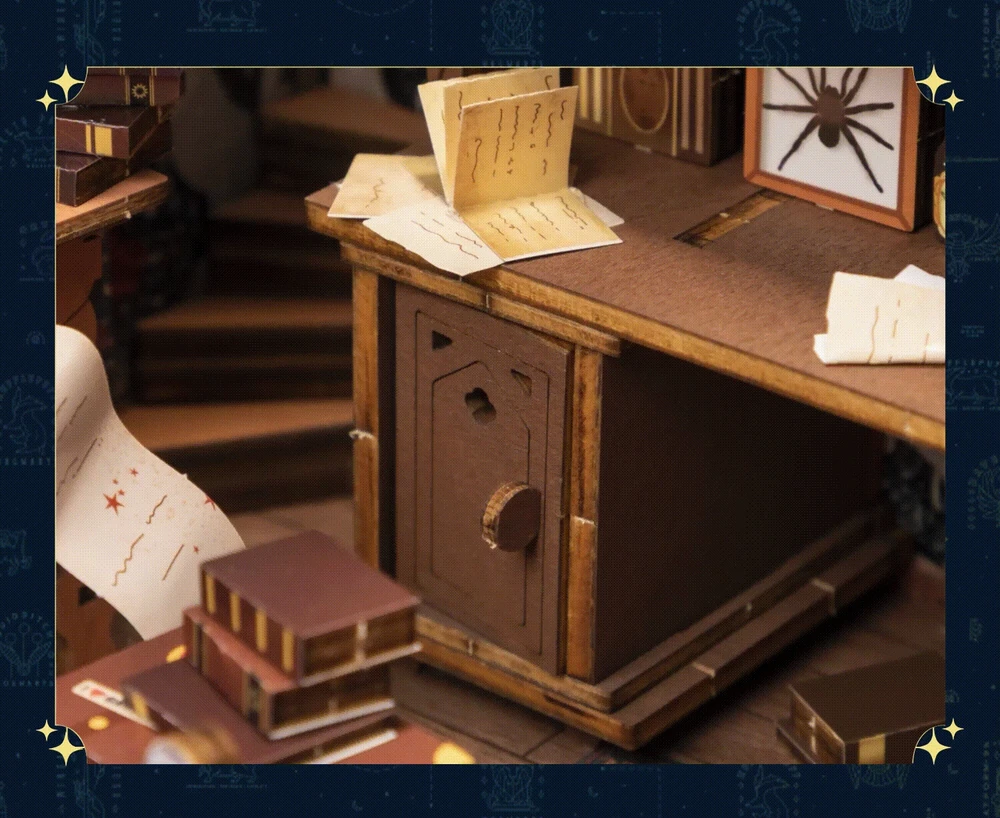 Puremind Harry Potter Sulankstomas medinis modelis scena Pokój Bendra Gryffindor dėlionė 3D DIY