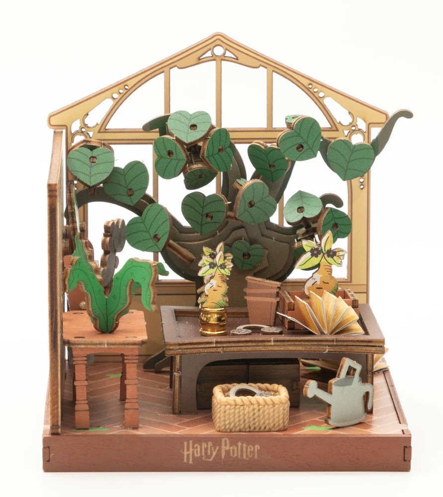Puremind Harry Potter Sulankstomas medinis modelis scena Lekcje Zielarstwa 3D dėlionė DIY