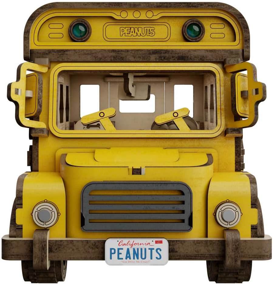 „Puremind“ sulankstomas medinis mokyklinio autobuso modelis „Snoopy Peanuts“ 3D dėlionė „pasidaryk pats“