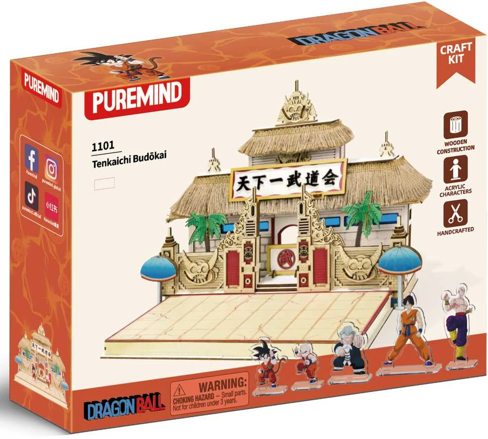 Dėlionė „Puremind“ sulankstomas medinis modelis „Dragon“ kamuoliukas „Tenkaichi Budokai“ 3D galvosūkis „pasidaryk pats“