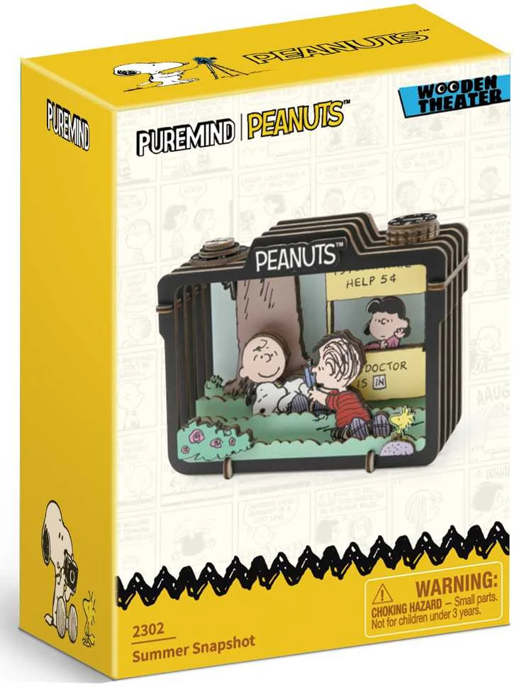 „Puremind“ sulankstomas medinis „Snoopy Peanuts“ vasaros momentinės scenos 3D „pasidaryk pats“ dėlionė