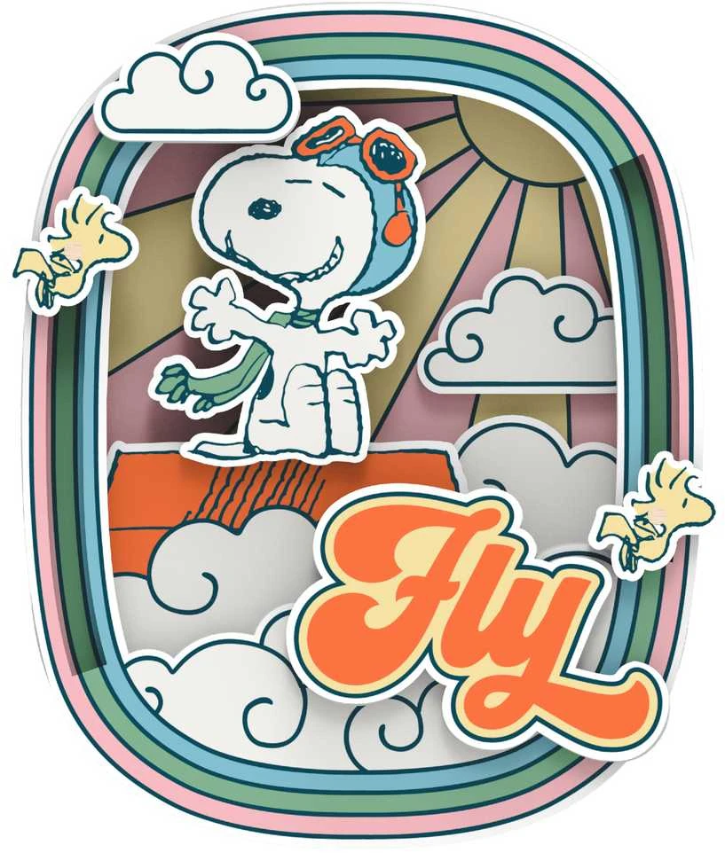 „Puremind“ sulankstomas medinis „Snoopy Peanuts“ magnetinis „Pilot Dreams“ 3D dėlionė