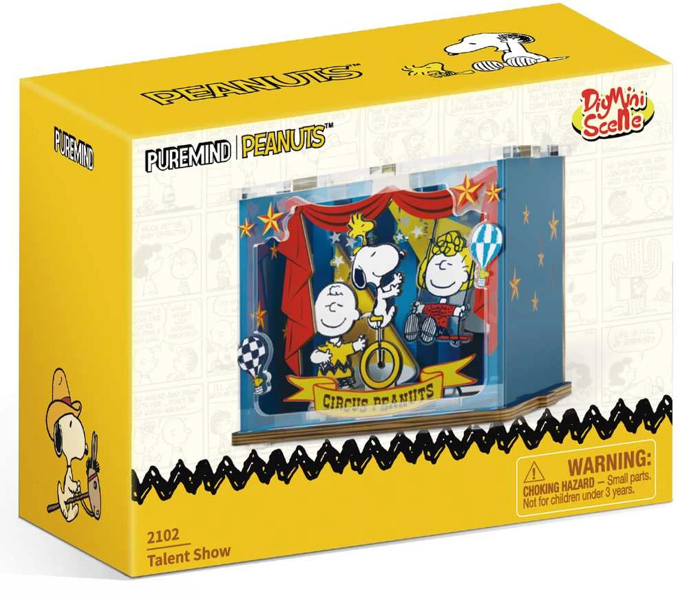 „Puremind“ sulankstomas medinis modelis „Snoopy Peanuts“ cirko scenos talentų šou 3D dėlionė „pasidaryk pats“