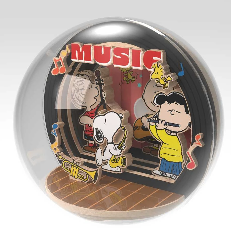„Puremind“ sulankstomas medinis „Snoopy Peanuts“ kamuoliuko koncerto naktį 3D „pasidaryk pats“ dėlionė