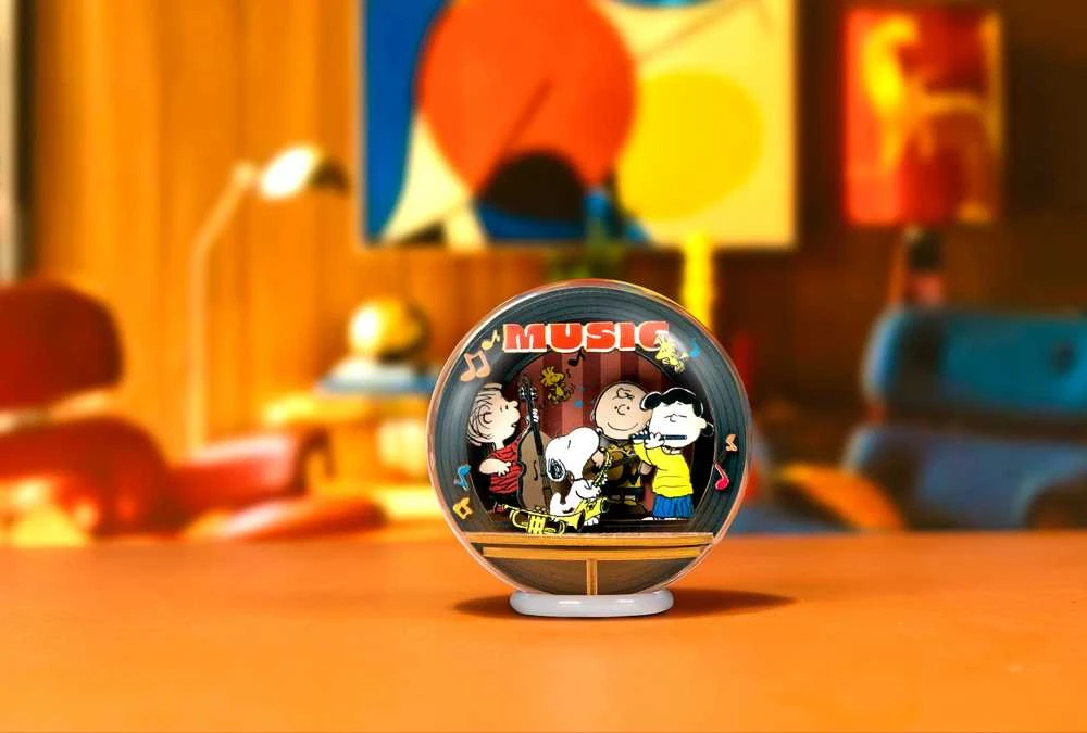 „Puremind“ sulankstomas medinis „Snoopy Peanuts“ kamuoliuko koncerto naktį 3D „pasidaryk pats“ dėlionė