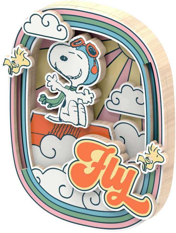 „Puremind“ sulankstomas medinis „Snoopy Peanuts“ magnetinis „Pilot Dreams“ 3D dėlionė
