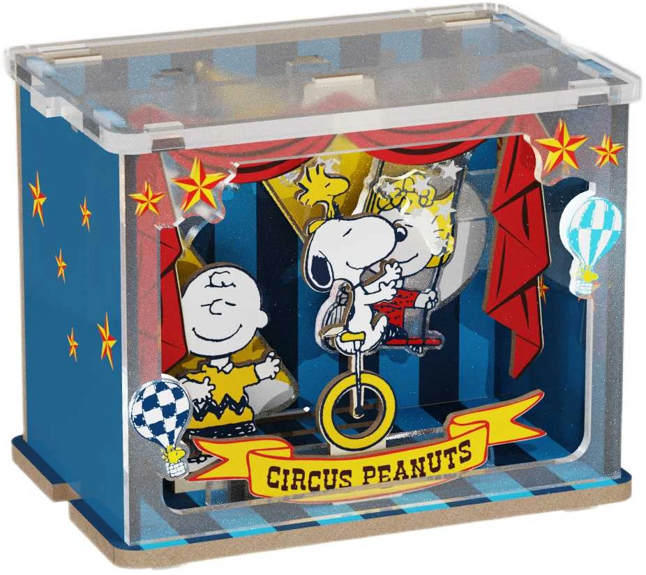 „Puremind“ sulankstomas medinis modelis „Snoopy Peanuts“ cirko scenos talentų šou 3D dėlionė „pasidaryk pats“
