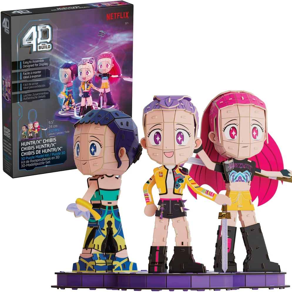Dėlionė Puzzle 4D Build K-Pop Demon Hunters Huntrix Rumi Mira Zoey modelis 3D surinkimui 39 cm