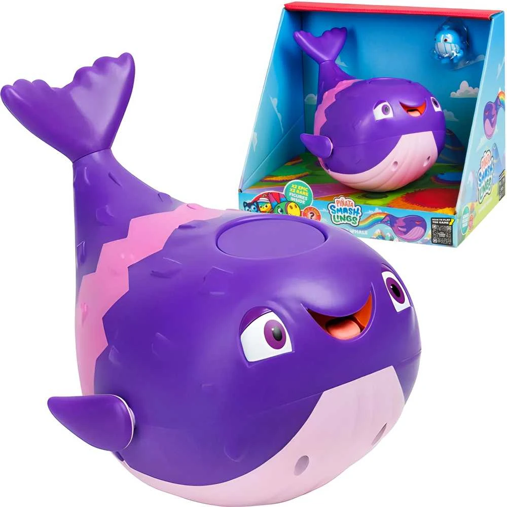 Almarina RAINBOW „SmashLings“ vaivorykštinio banginio pinjatos rinkinys + 4 vaivorykštinio banginio figūrėlės