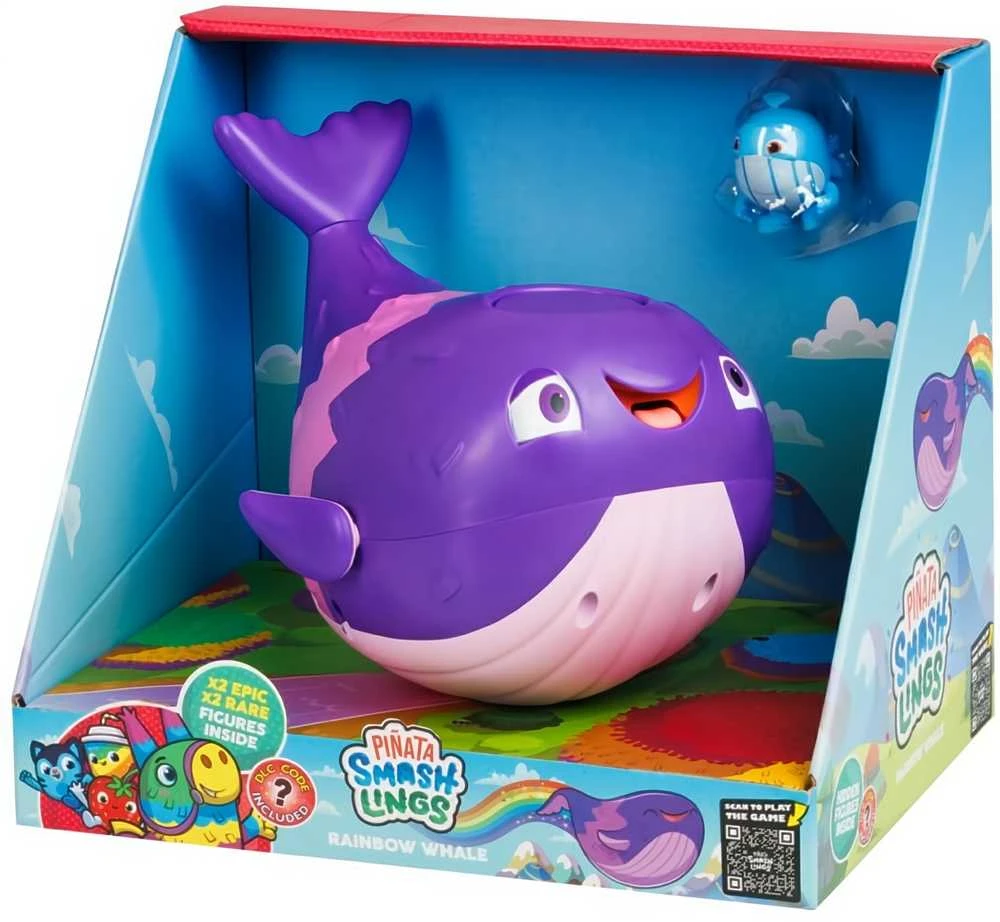 Almarina RAINBOW „SmashLings“ vaivorykštinio banginio pinjatos rinkinys + 4 vaivorykštinio banginio figūrėlės