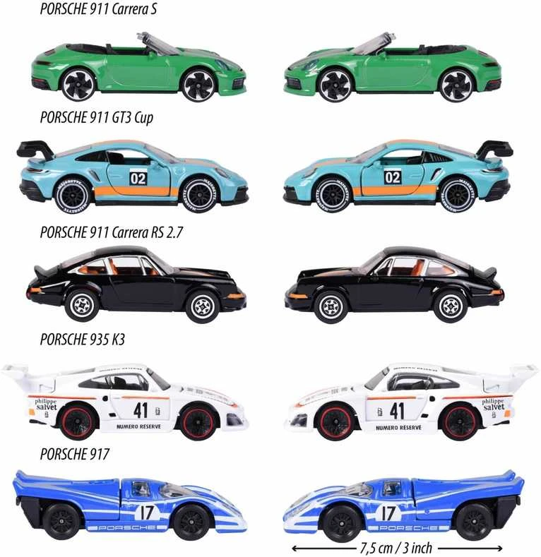 Metalinių automobilių rinkinys Majorette Porsche, 5 vnt.