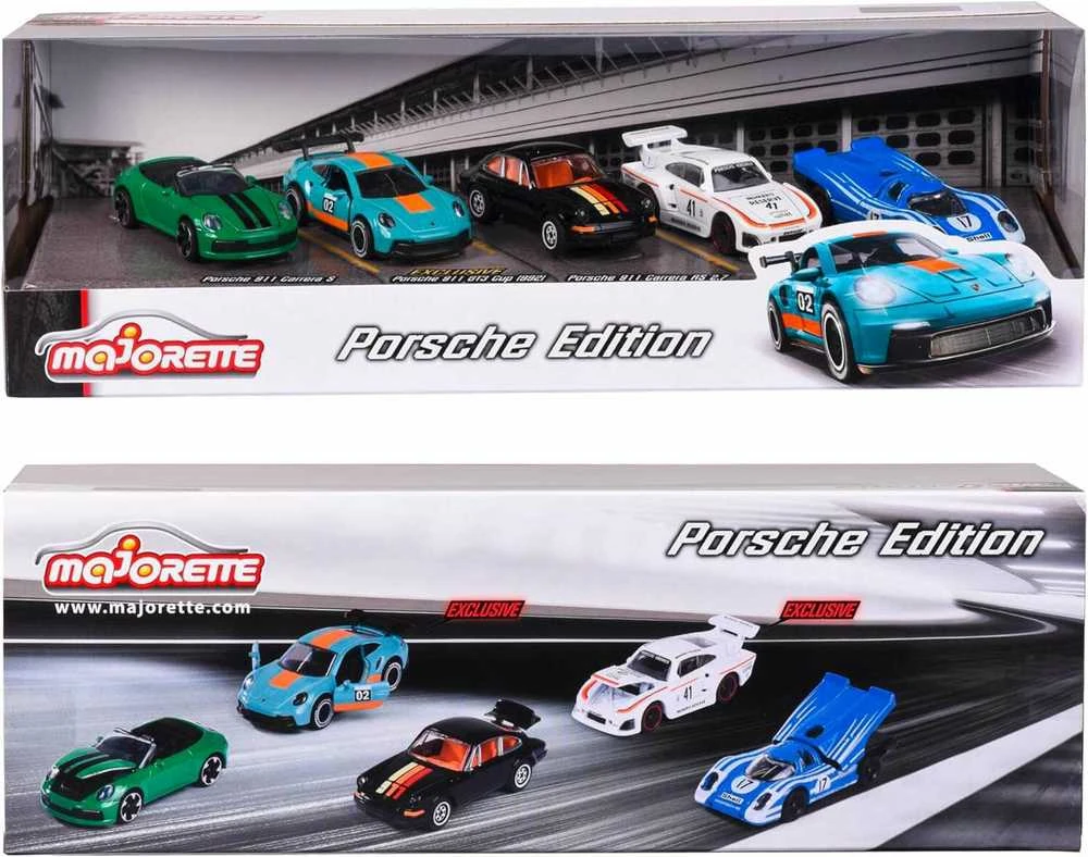 Metalinių automobilių rinkinys Majorette Porsche, 5 vnt.