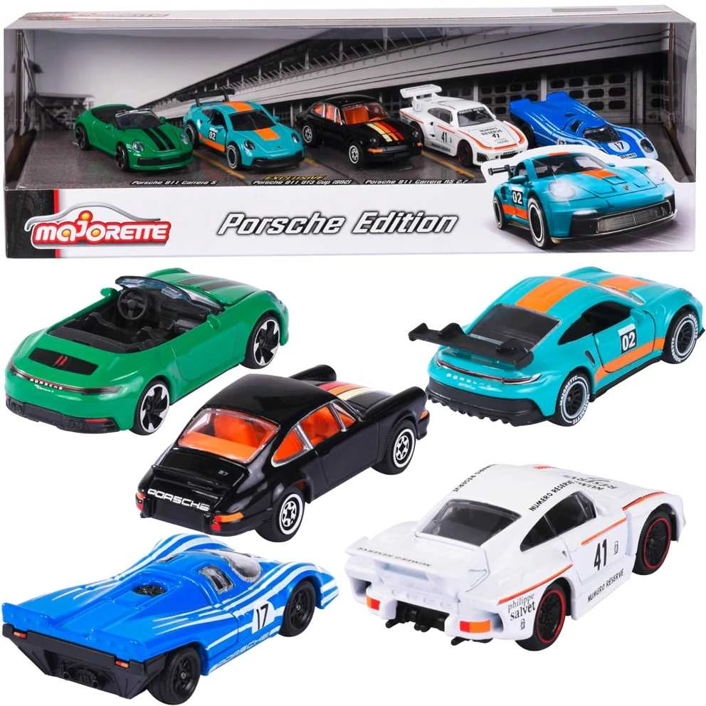 Metalinių automobilių rinkinys Majorette Porsche, 5 vnt.