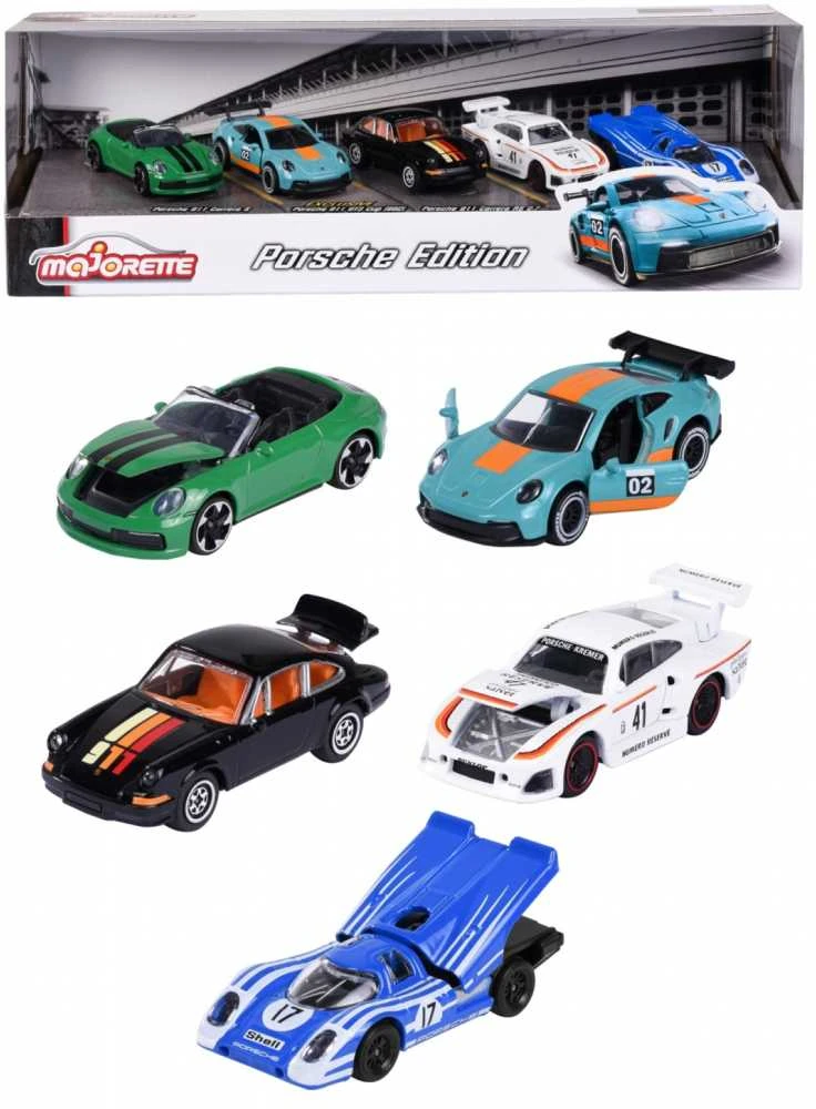 Metalinių automobilių rinkinys Majorette Porsche, 5 vnt.