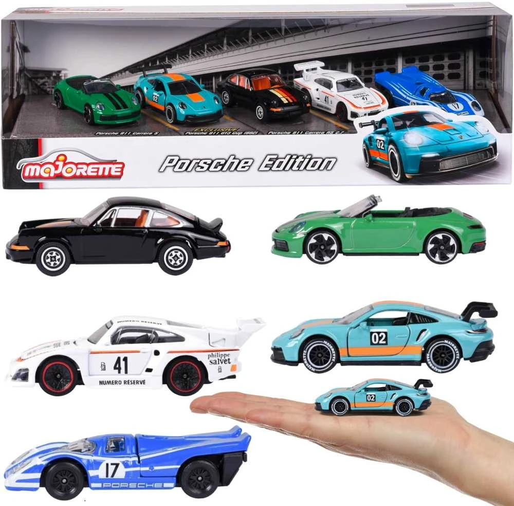 Metalinių automobilių rinkinys Majorette Porsche, 5 vnt.