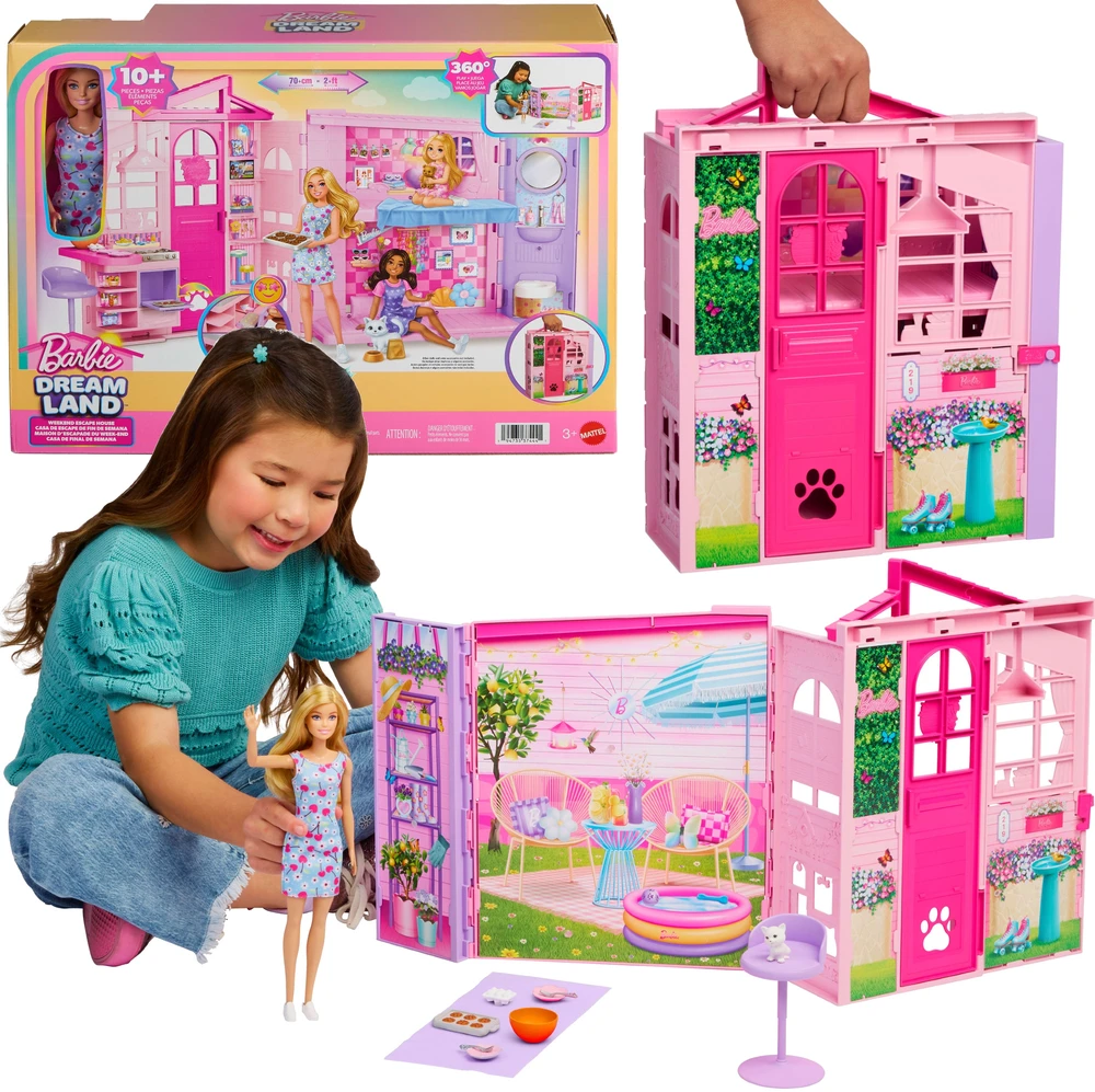 Mattel Rinkinys Barbie Dreamland Weekendowy domek dla lalek komplektas su priedais + lalka