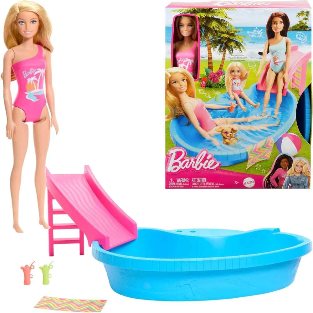 Mattel BARBIE lėlės ir baseino pramogų rinkinys (HRJ74)