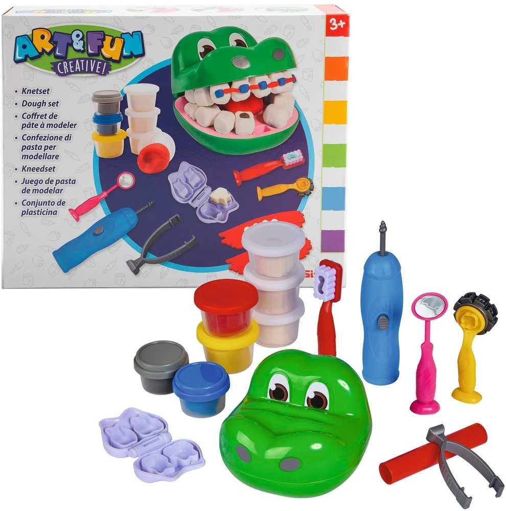 Rinkinys Ciastolina Mały Dentysta Krokodyl + priedai