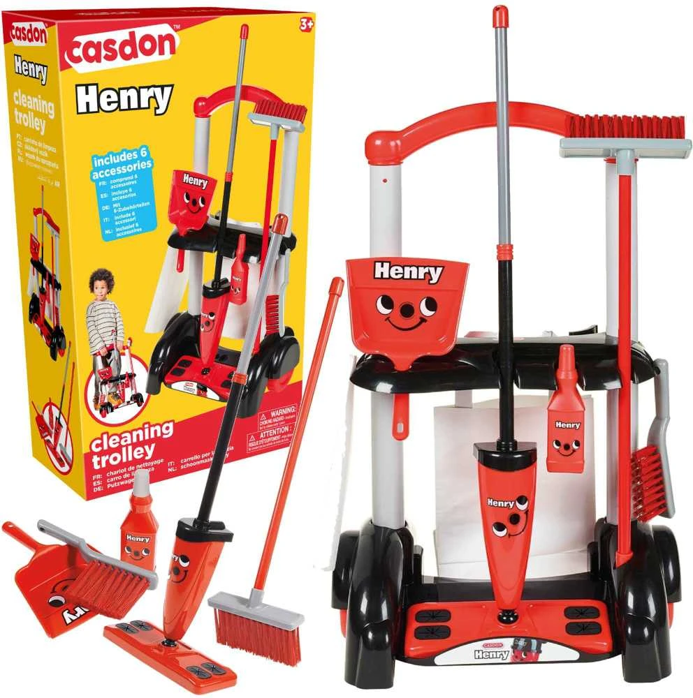 Rinkinys valymo vežimėlio šluota šluota Casdon Henry Little Helper