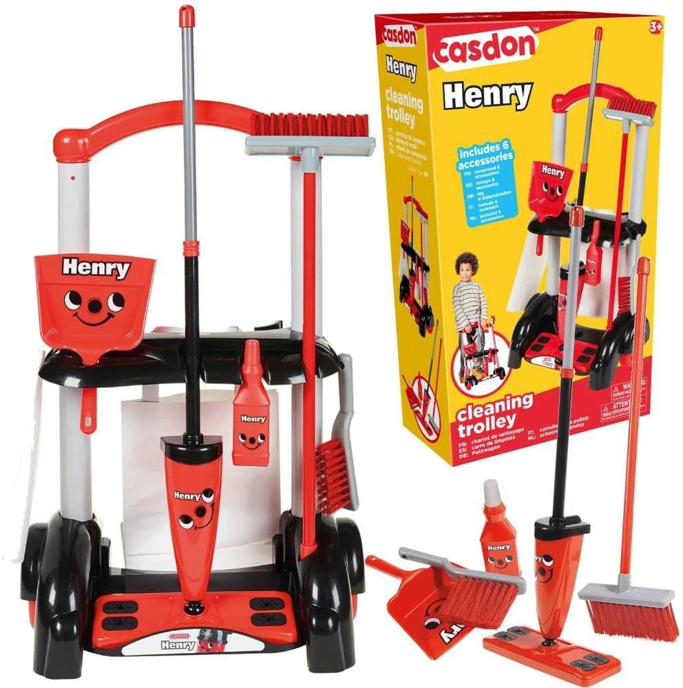 Rinkinys valymo vežimėlio šluota šluota Casdon Henry Little Helper