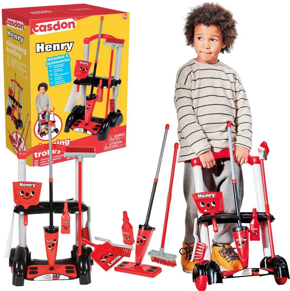 Rinkinys valymo vežimėlio šluota šluota Casdon Henry Little Helper