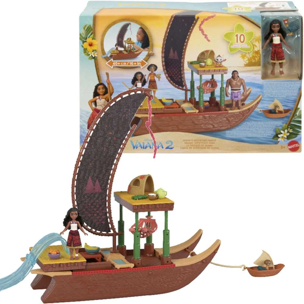 Žaislas - Mattel Disney Vaiana 2 Kanoja Žaislų Rinkinys su Mini Lėle ir Priedais