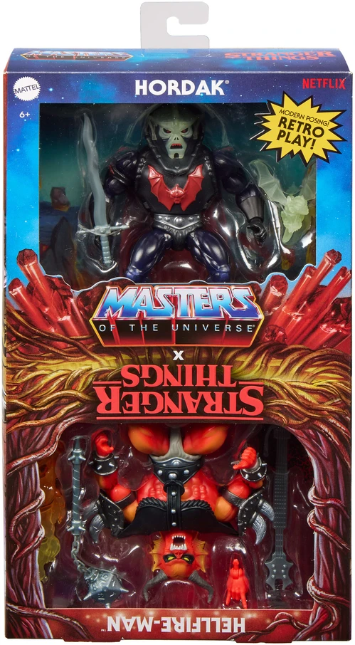 Filmo figūrėlių rinkinys Crossover Hordak ir Hellfire-Man Masters of the Universe Origins x Stranger Things