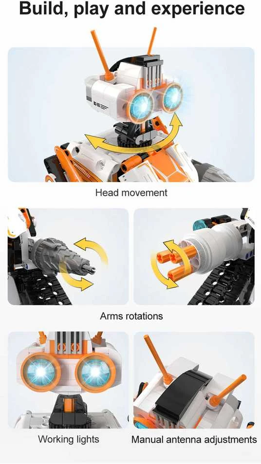 Rinkinys CaDA statybiniai blokai Nuotolinio valdymo Z.BOT kodo robotas RC programavimas Robotika LED šviesa 462 dalys